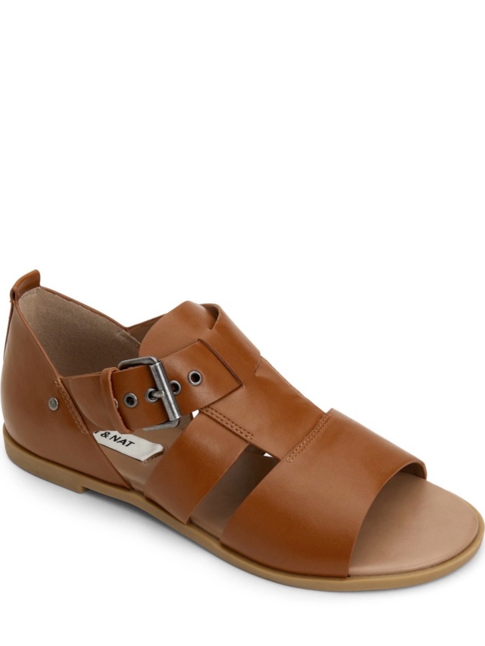 Matt & Nat Women's Cognac Leather Buckle Sandal